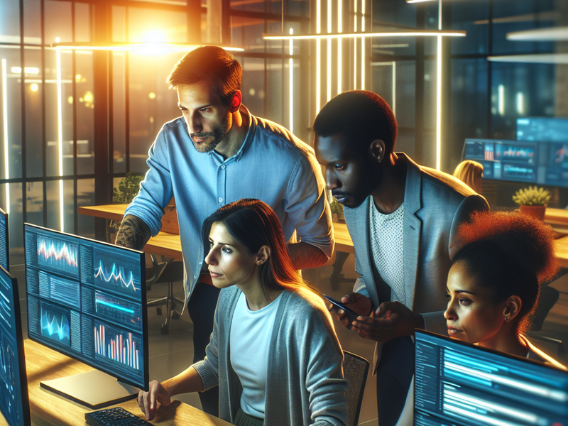 Equipe analisando métricas digitais